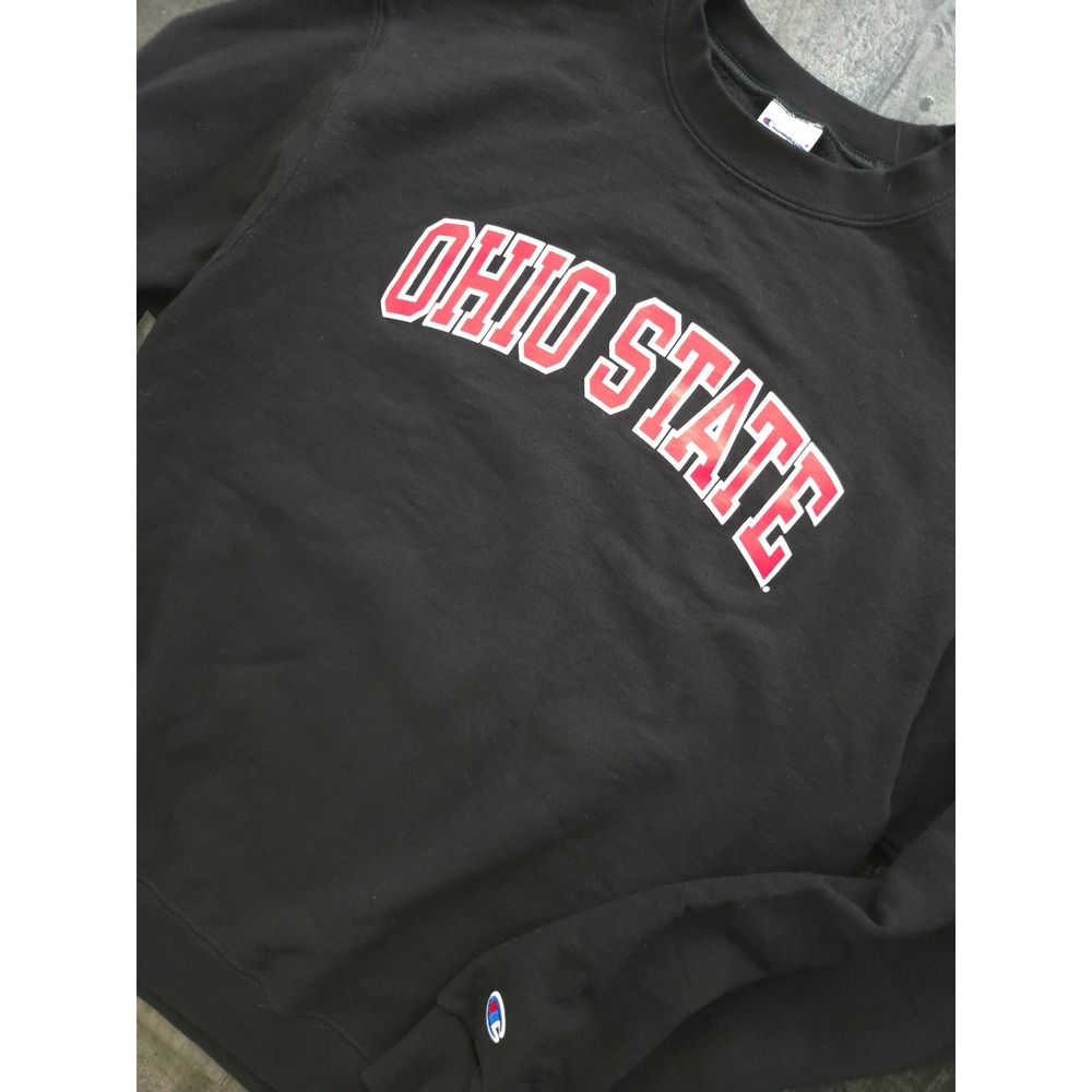 Vintage Style Ohio State Buckeyes Champion Crewneck Sweatshirt L Black #Buckeyes